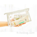 Filles nouveaux sacs cosmétiques toilettes organiser un sac de maquillage transparent transparent imperméable sac à fermeture éclair à glissière